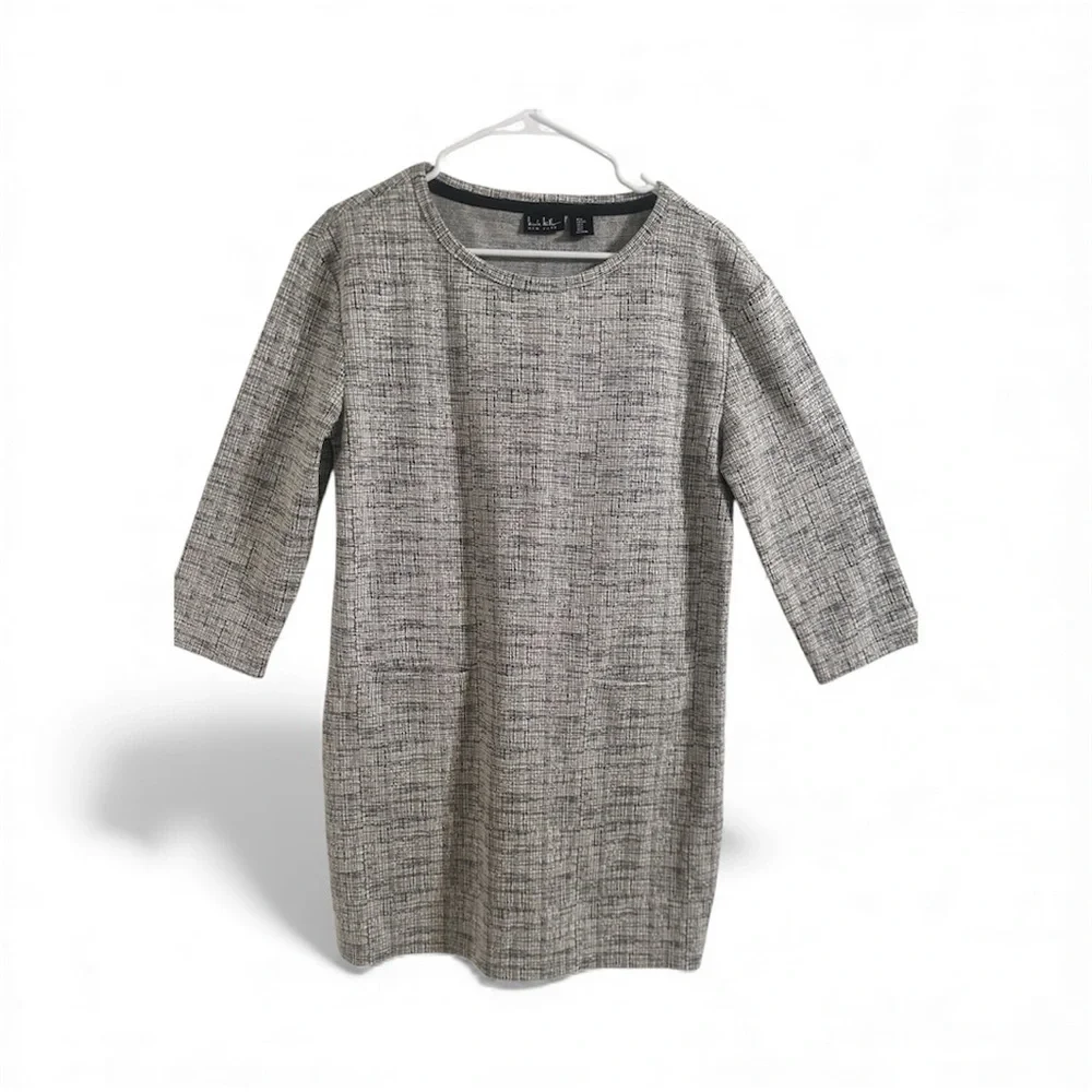 Nicole‎ Miller Gray and black Long Sleeve Dress